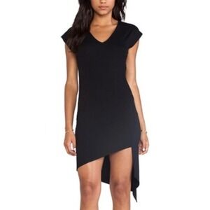 FEEL THE PIECE Terre Jacobs Acacia Black Dress Asymmetrical M/L Stretch BodyCon